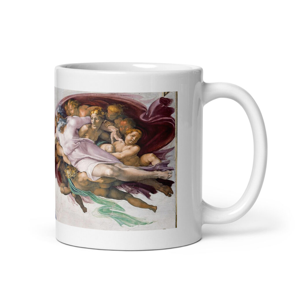 Mug blanc avec dessus une œuvre de Michel Ange